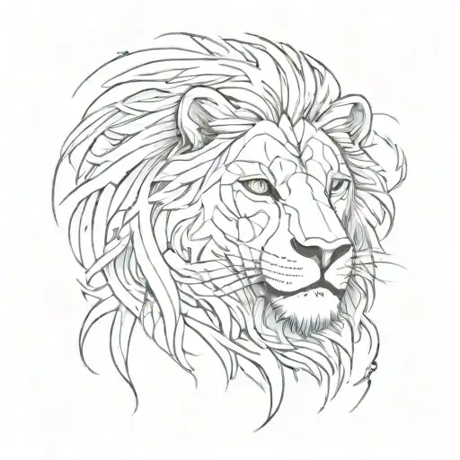 A Tattoo Design Of A Majestic Lion With A Galaxy Mane And Electronic Implants