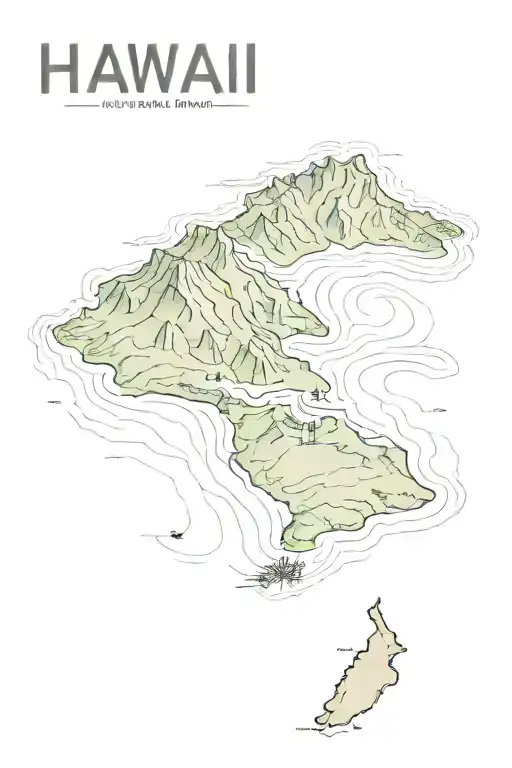 Hawaii Island Of O'ahu With Topography