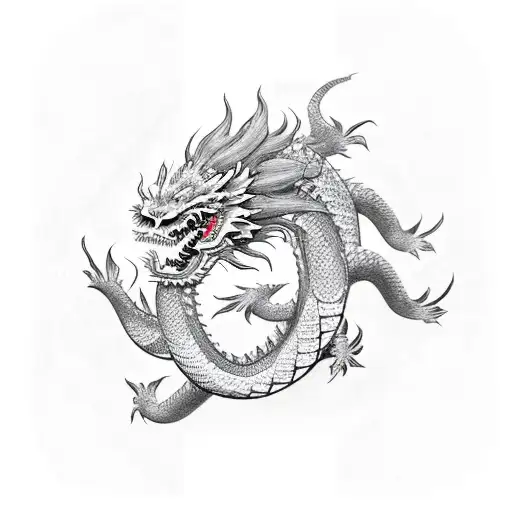 Traditional Japanese Dragon Surrounded My British Pounds