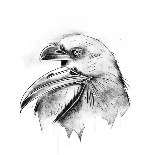 Raven Bird Gothic Black Tattoo Design