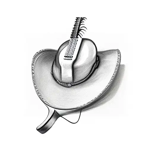 Guitar With Cowboy Hat Hanging Off