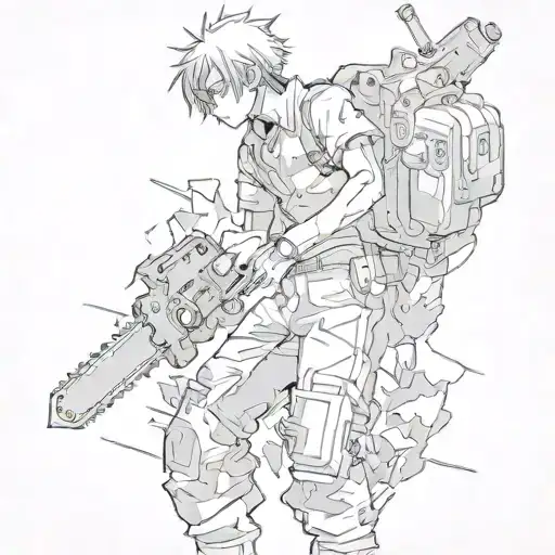 Create A Dynamic Scene Inspired By Chainsaw Man Manga Cover Art