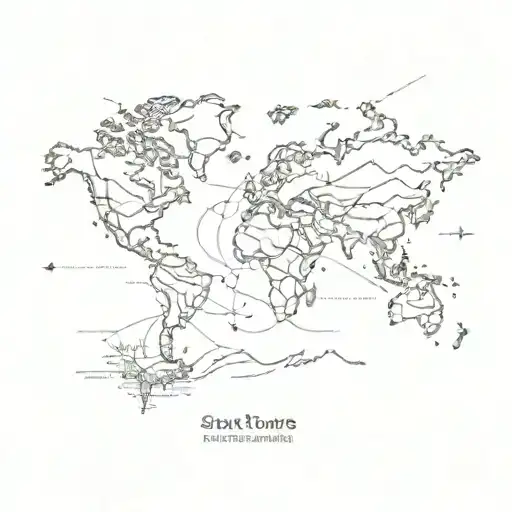 A Map Of The World With Ski Tracks Marking The Client's Favorite Travel Destinations