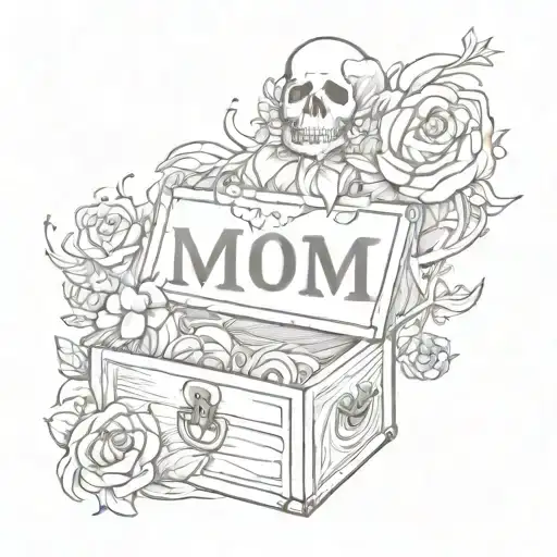 A Chest Tattoo Design Incorporating The Words 'Mom' And 'Dad' In A Unique And Creative Way