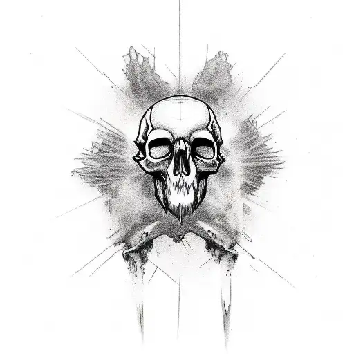 Raven Bird Gothic Black Skull Tatto Design