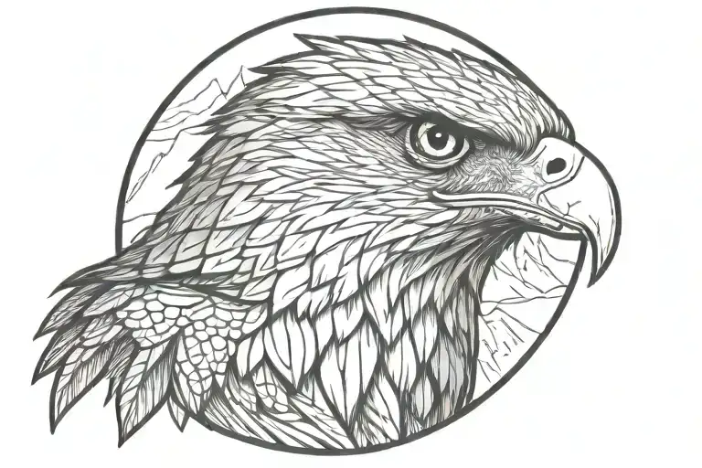 Falcon Head In Center Of Rocky Mountains