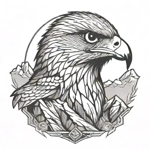 Falcon Head In Center Of Rocky Mountains