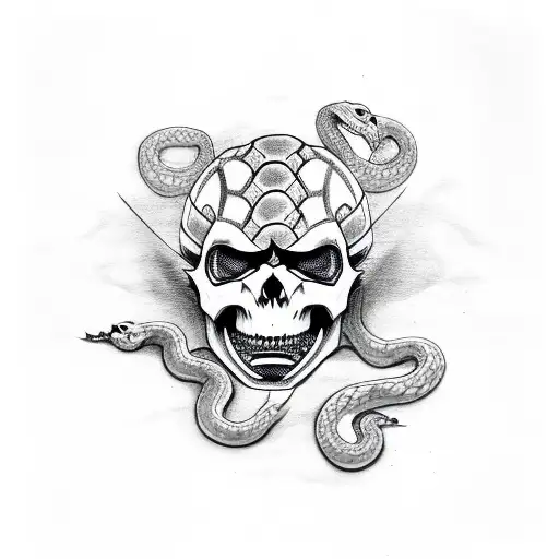 Samurai Skull With Snake Inside The Eyes