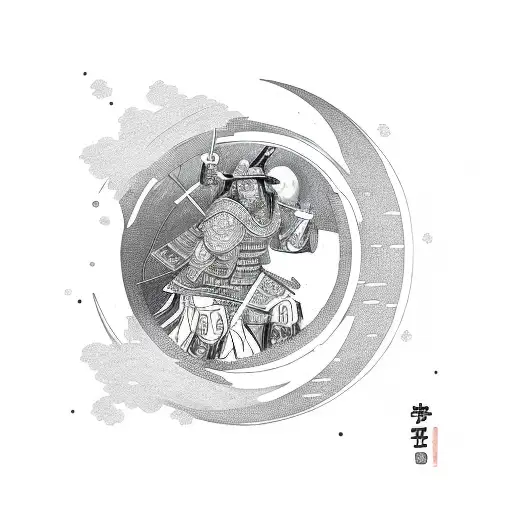 Samurai Facing The Moon