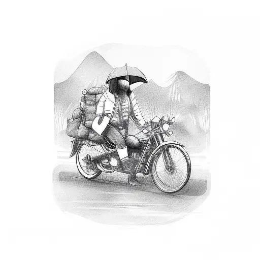 Biker In Rain Forest