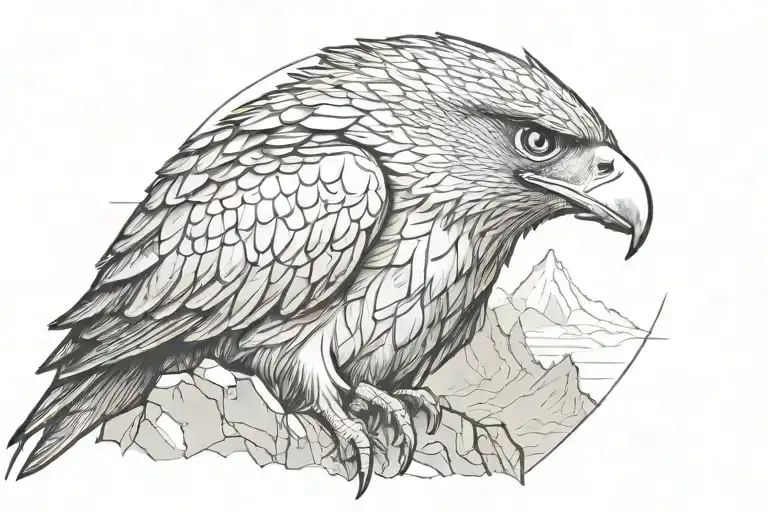 Falcon Made From Mountains And Rocks