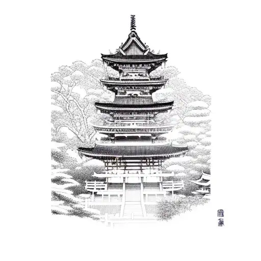 Japaneese Temple On The Circle