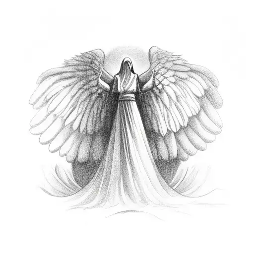 Big Angel Flying Looking Up Where There In An Eye