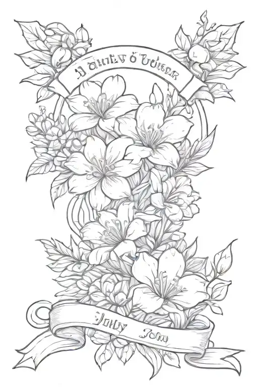 3 July Birth Flower With 1 November One Bouquet With Ribbon Around Saying For My Family