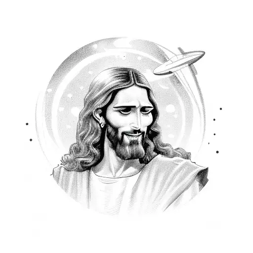Jesus Caricature Driving An Astrovan