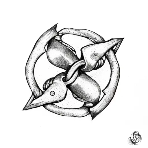 2 Hearts Intertwined In Seaweed With An Anchor At The Bottom