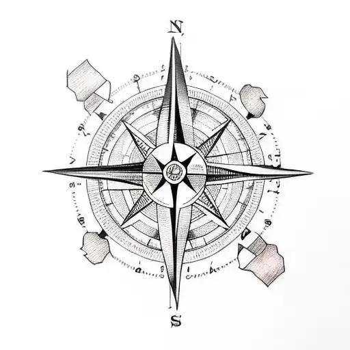 A Minimalist Tattoo Of A Compass With The Coordinates Of Ghent And Antwerp