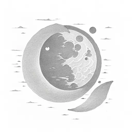 Crescent Moon With Airy Clouds