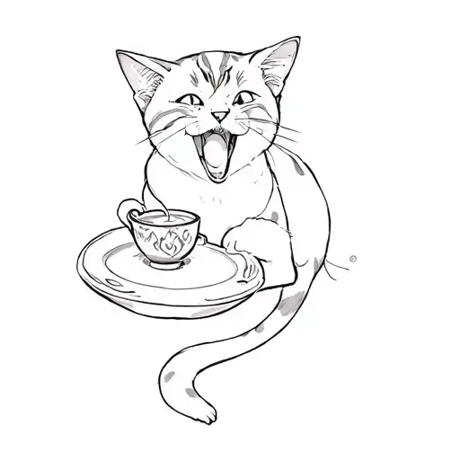 A Cat Excited For Having Soup