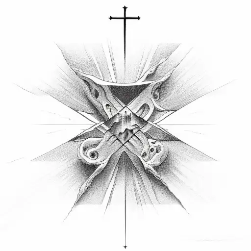 Cross With Water And The Creation Of Adam Hands