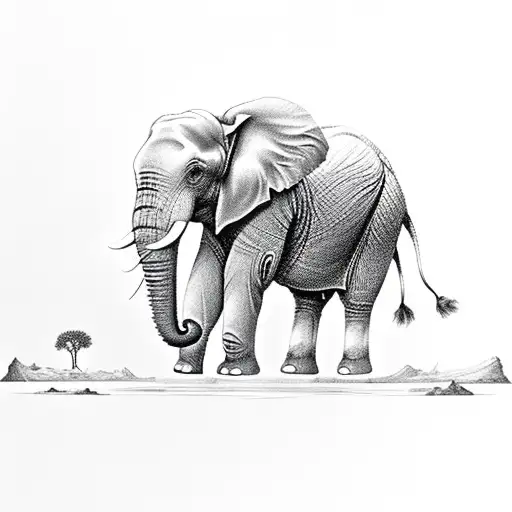 A Silhouette Of An Elephant With Northern Lights Flowing Through Its Body