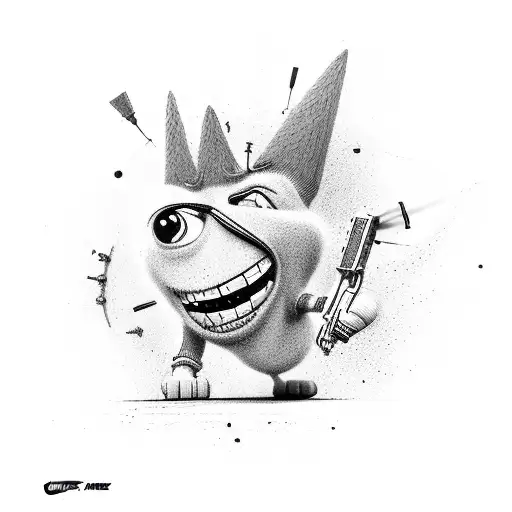 Uk Driler With Nike Tracksuit Pointing Gun At Courage The Cowardly Dog