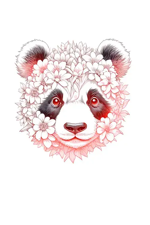 Panda Whos Face Is Morphed Into Flowers Growing