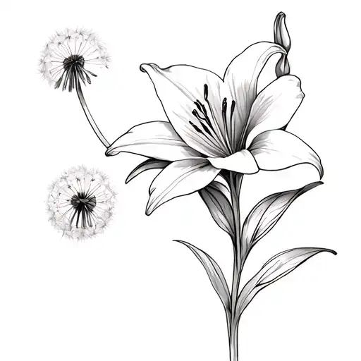 Stargazer Lily And Dandelion
