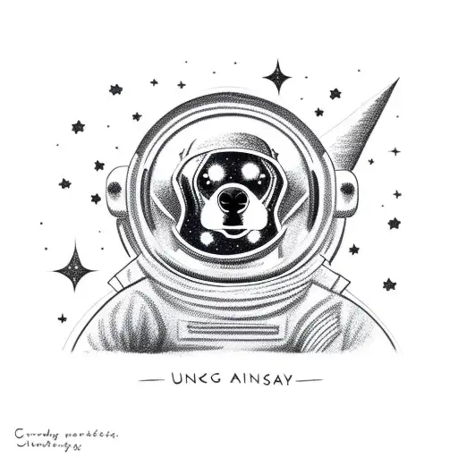Astronaut Dog In A Crescent Moon Looking Up To Stars