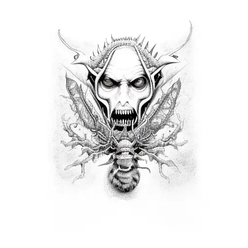 Beelzebub Baal Zebub Lord Of Flies King Of Demons Black And White Psychedelic