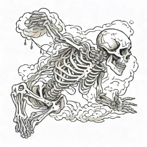 A Skeleton Being Electrocuted By A Cloud