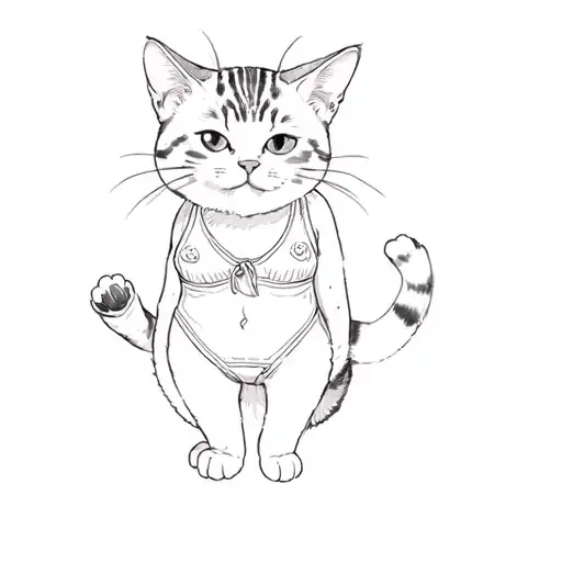 A Cat In Swimming Suit Excited For Having Soup