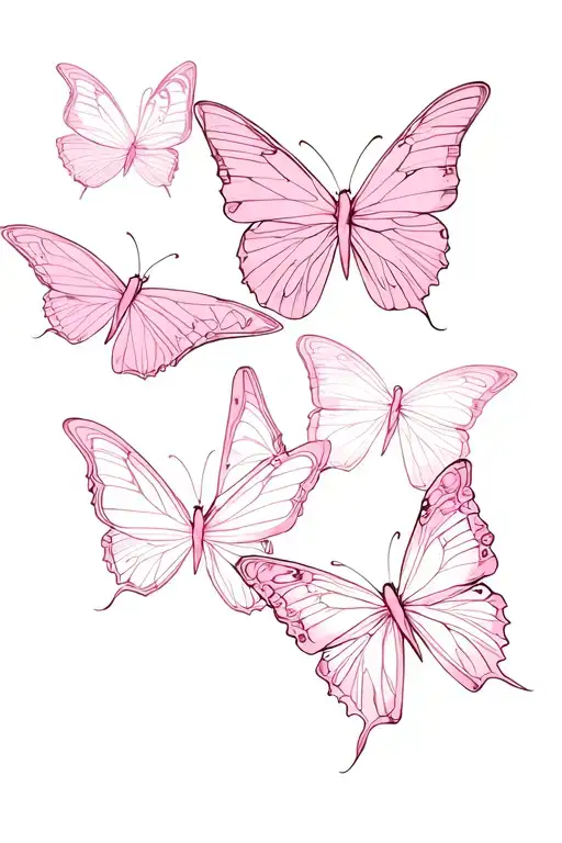 Beauty Strength And Virtue With Butterflies Pink And White Shaded