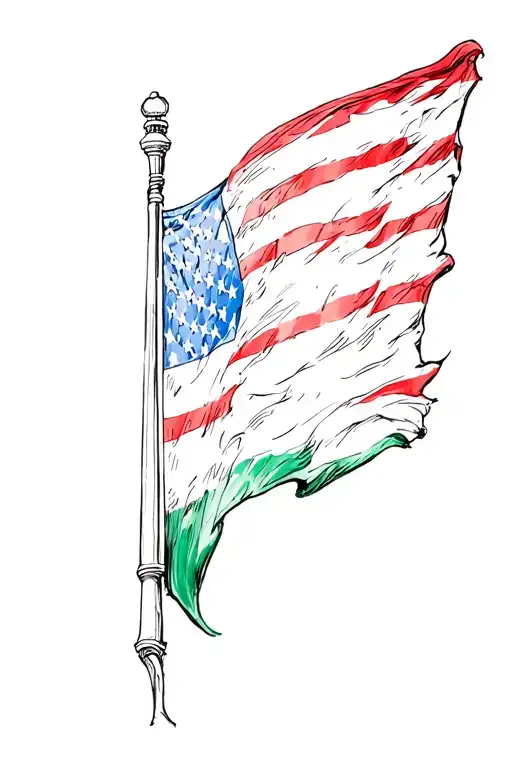Italian Flag With American Flag Incorporated