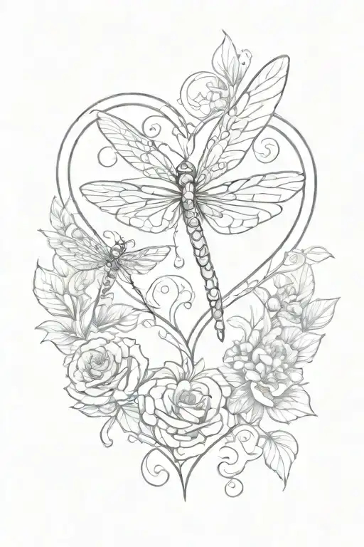 Dragonfly In A Heart With Griffin Surrounded