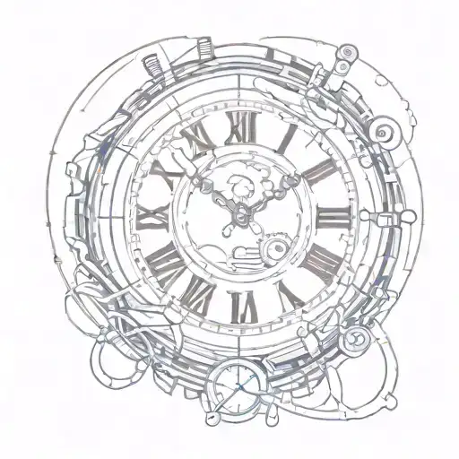 Clock Broken Into Pieces With Delicate Circle Lines Surrounding It