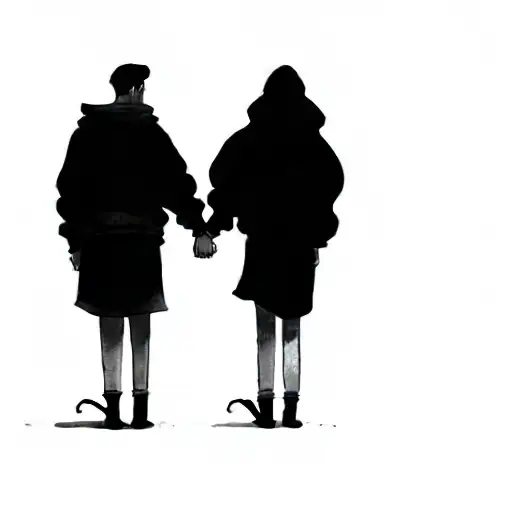 Two People Holding Hands In The Dark