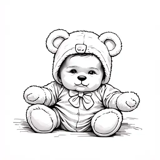 A Baby Wearing A Teddy Bear Costume