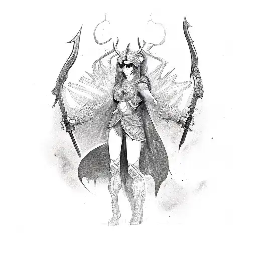 Female Demon Holding A Weapon