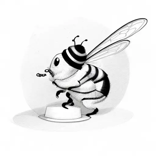 Cartoon Bee With Top Hat