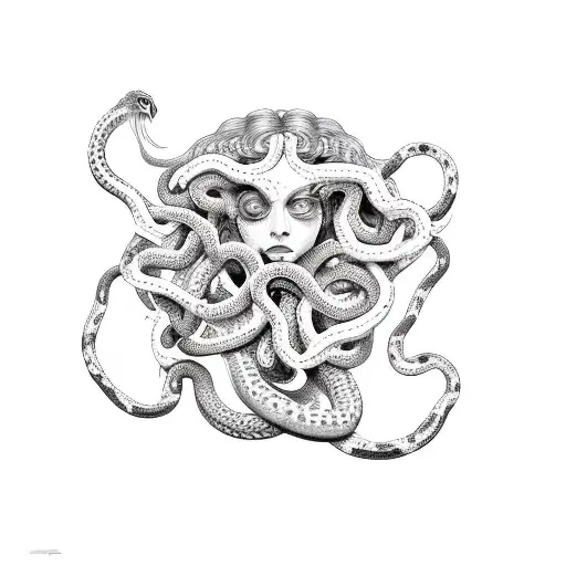 Medusa With Snakes Streched All Over The Arm