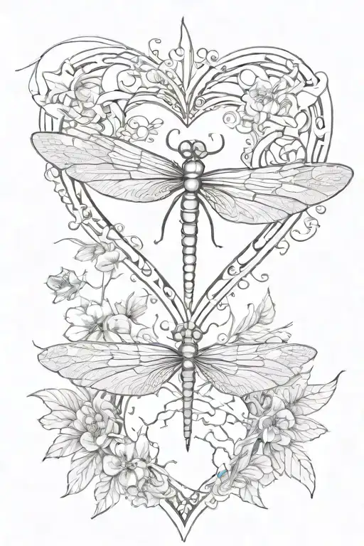 Dragonfly In A Heart With The Earth On This Back Piece