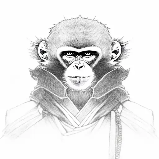 A Full Body Monkey Dressed In The Robes Of The Akatsuki