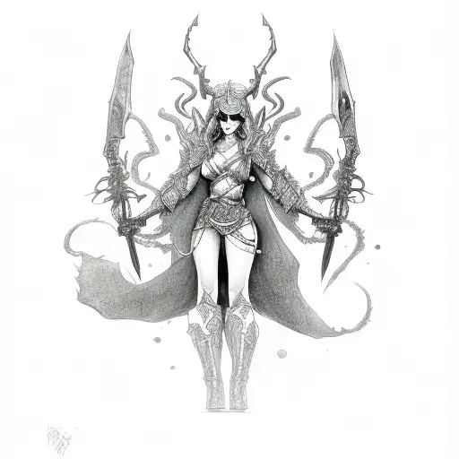 Female Demon Holding A Weapon