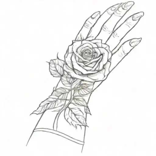 A Woman's Hand With A Rose Tattoo On It