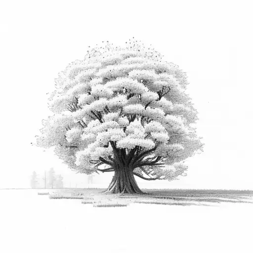 Tree With Field With Flowers