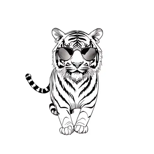 A Tiger Wearing Sunglasses