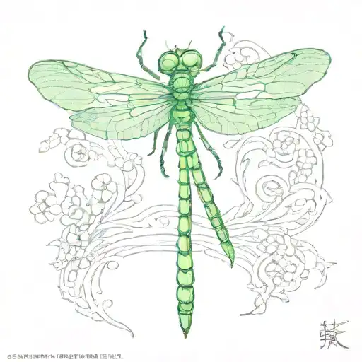 Green Female Eastern Pond Hawk Dragonfly Anatomical