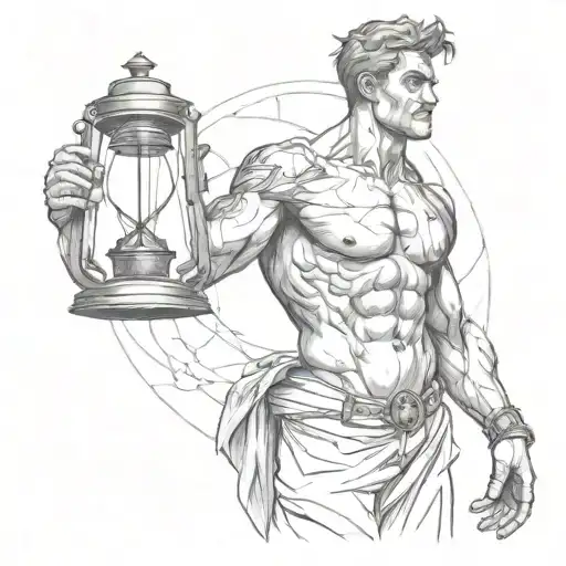 Atlas Holding A Broken Hour Glass On His Back