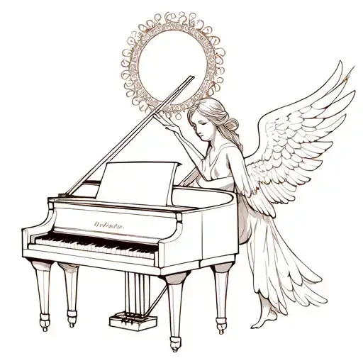 Piano And Angel Halo Ring